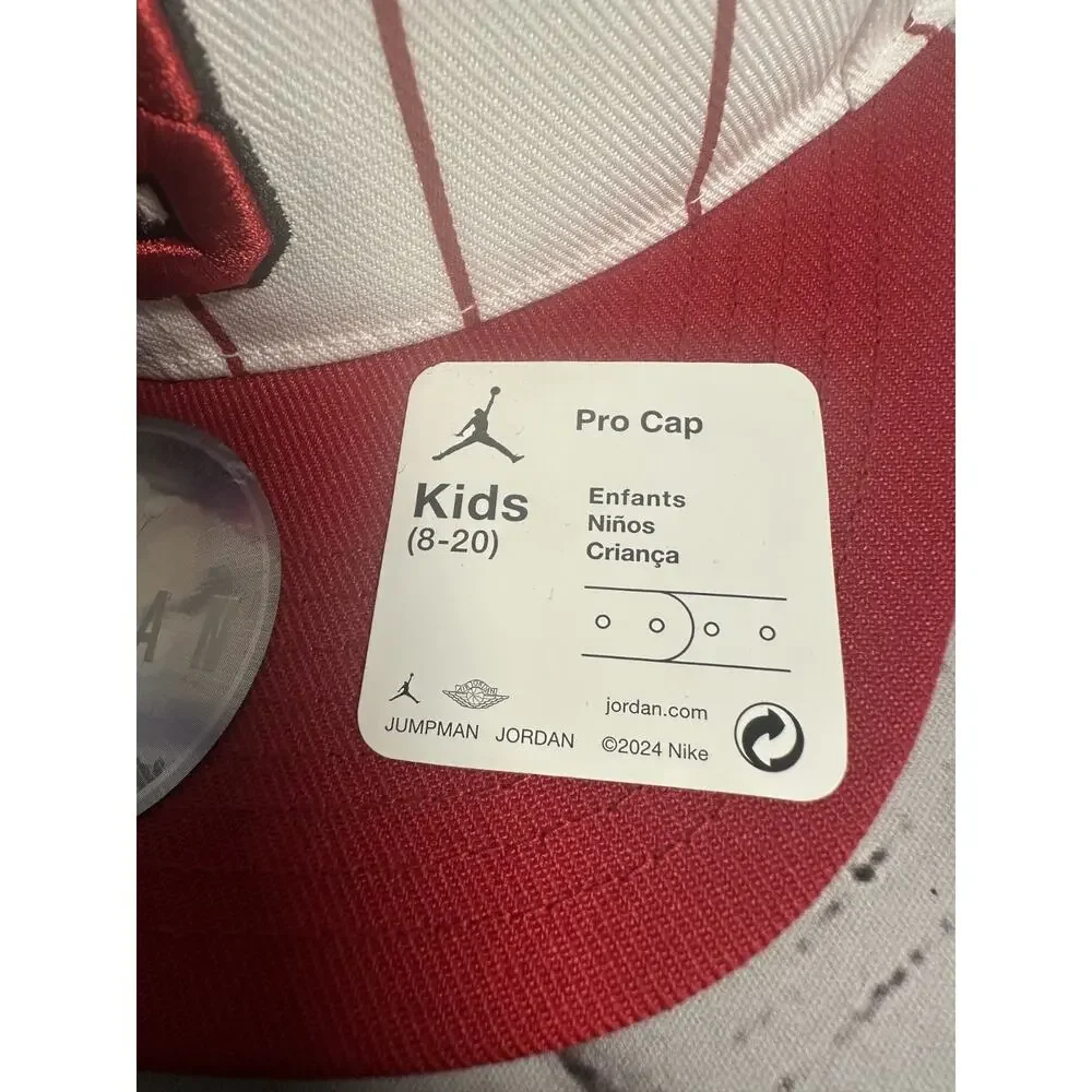 Jordan Jersey Flat Brim Cap Youth (8-20) White Pinstripe Embroidered Logo Hat
